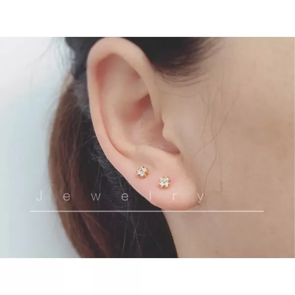 CZ Leaf Flower Stud Earrings 20g Cartilage Tragus for Women Girls Sterling Silver Crystal Diamond Cluster Piercing Ear Dainty Shiny Daisy Tiny Ball Screw Back Barbell Hypoallergenic Jewelrygold plated