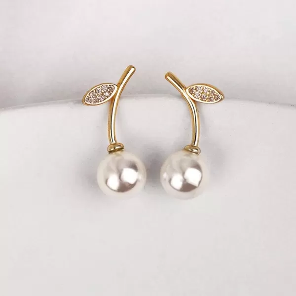 CZ Leaf Pearl Dangle Stud Earrings for Women Girls 925 Sterling Silver 14K Gold Plated Cubic Zirconia Leaves Imitation Shell Pearls Drop Cherry Shaped Studs Cuff Cartilage Hypoallergenic JewelryCZ Leaf Pearl Dangle Stud Earrings for Women Girls 925 Sterling Silver 14K Gold Plated Cubic Zirconia Leaves Imitation Shell Pearls Drop Cherry Shaped Studs Cuff Cartilage Hypoallergenic Jewelry