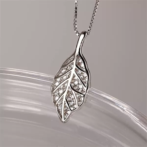 CZ Leaf Pendant Necklace for Women Girls 925 Sterling Silver Dainty Crystal Charms Drop Adjustable Link Chain Choker Necklaces Fashion Jewelry Gifts for Her 17 InchCZ Leaf Pendant Necklace for Women Girls 925 Sterling Silver Dainty Crystal Charms Drop Adjustable Link Chain Choker Necklaces Fashion Jewelry Gifts for Her 17 Inch