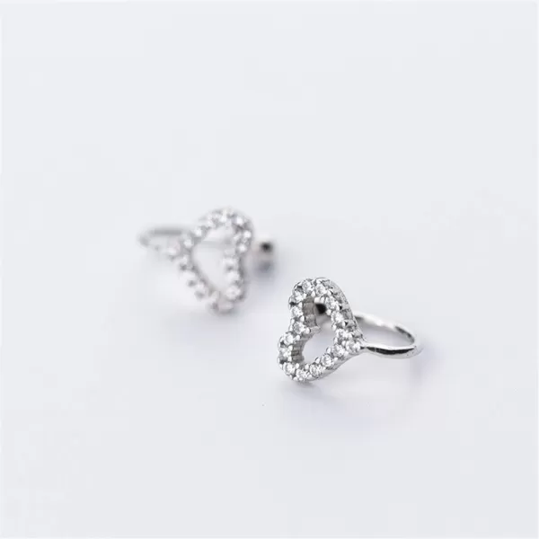 CZ Love Heart Cuff Open Hoop Cartilage Climber Earrings for Women Teen Girls S925 Sterling Silver Tiny Minimalist Dainty Crystal Cute Bead Wrap Clip on for Non Piercing Upper Ear Lobe HypoallergenicCZ Love Heart Cuff Open Hoop Cartilage Climber Earrings for Women Teen Girls S925 Sterling Silver Tiny Minimalist Dainty Crystal Cute Bead Wrap Clip on for Non Piercing Upper Ear Lobe Hypoallergenic