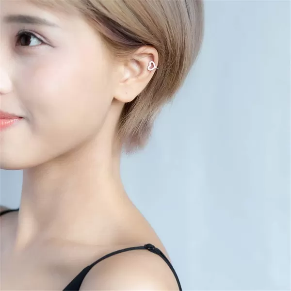 CZ Love Heart Cuff Open Hoop Cartilage Climber Earrings for Women Teen Girls S925 Sterling Silver Tiny Minimalist Dainty Crystal Cute Bead Wrap Clip on for Non Piercing Upper Ear Lobe HypoallergenicCZ Love Heart Cuff Open Hoop Cartilage Climber Earrings for Women Teen Girls S925 Sterling Silver Tiny Minimalist Dainty Crystal Cute Bead Wrap Clip on for Non Piercing Upper Ear Lobe Hypoallergenic