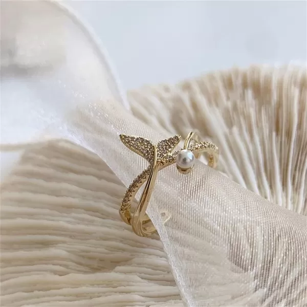 CZ Mermaid 925 Sterling Silver Ring for Women Girls Adjustable Expandable Layered Dophin Fish Tail Shell Pearl Open Wrap Finger Rings Comfort Fit Dainty Birthday Wedding Anniverary Jewelry Gift Daughter Sister GoldCZ Mermaid 925 Sterling Silver Ring for Women Girls Adjustable Expandable Layered Dophin Fish Tail Shell Pearl Open Wrap Finger Rings Comfort Fit Dainty Birthday Wedding Anniverary Jewelry Gift Daughter Sister Gold