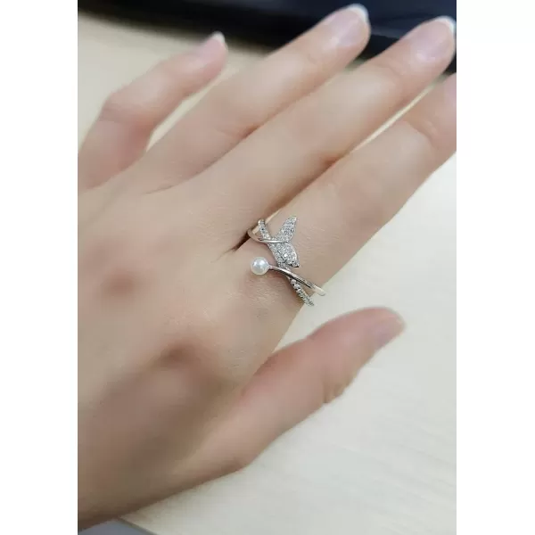 CZ Mermaid Silver Ring for Women Girls Adjustable Expandable Layered Dophin Fish Tail Shell Pearl Open Wrap Finger Rings Comfort Fit Dainty Birthday Wedding Anniverary Jewelry Gift Daughter Sister SilverCZ Mermaid Silver Ring for Women Girls Adjustable Expandable Layered Dophin Fish Tail Shell Pearl Open Wrap Finger Rings Comfort Fit Dainty Birthday Wedding Anniverary Jewelry Gift Daughter Sister Silver