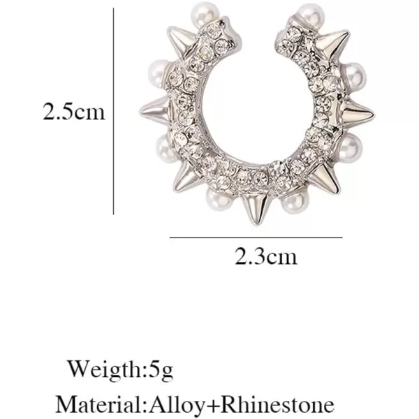 CZ Pearl Spike Cuff Cartilage Conch Hoop Earrings for Women Girls Hypoallergenic Non Piercing Ear Cone Wrap Huggie Hoops Fashion Retro Punk Y2K JewelryCZ Pearl Spike Cuff Cartilage Conch Hoop Earrings for Women Girls Hypoallergenic Non Piercing Ear Cone Wrap Huggie Hoops Fashion Retro Punk Y2K Jewelry