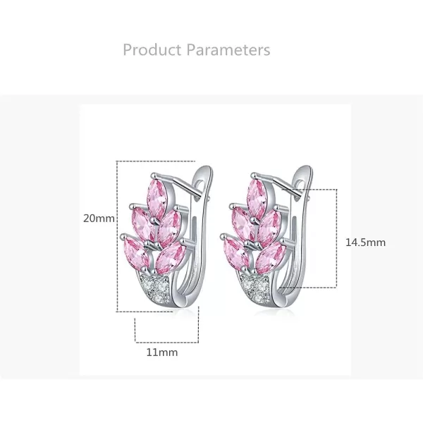 CZ Pink Leaf Huggie Hoop Earrings for Women Girls Silver Plated Cubic Zirconia Graceful Cluster Flower Leaves Feather Drop Lever Back ClickTop Piercing Stud Wedding Birthday Party JewelryCZ Pink Leaf Huggie Hoop Earrings for Women Girls Silver Plated Cubic Zirconia Graceful Cluster Flower Leaves Feather Drop Lever Back ClickTop Piercing Stud Wedding Birthday Party Jewelry