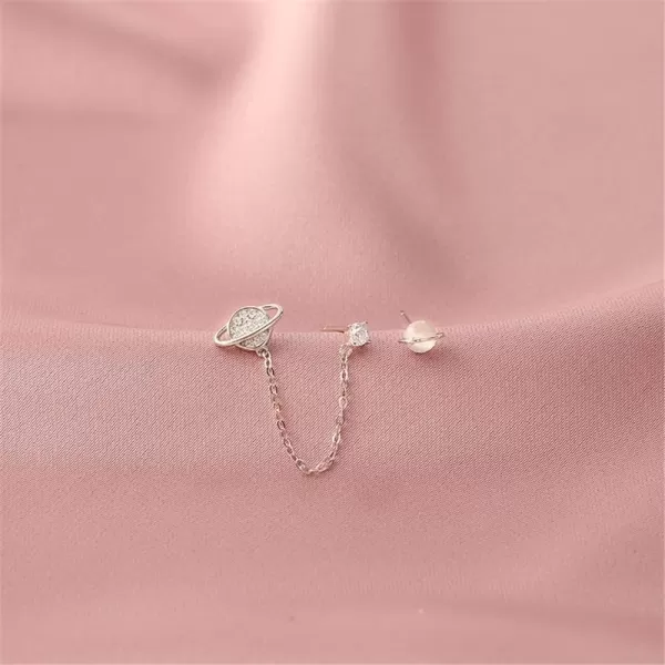 CZ Planet Cuff Chain Double Piercing Earrings Crawler Climber Women Girls 925 Sterling Silver Hypoallergenic Asymmetric Opal Stud Tassel Dangle Drop Dainty Cute Jewelry Birthday Anniversary BFF GiftsCZ Planet Cuff Chain Double Piercing Earrings Crawler Climber Women Girls 925 Sterling Silver Hypoallergenic Asymmetric Opal Stud Tassel Dangle Drop Dainty Cute Jewelry Birthday Anniversary BFF Gifts