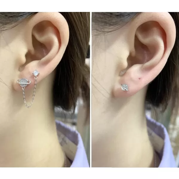 CZ Planet Cuff Chain Double Piercing Earrings Crawler Climber Women Girls 925 Sterling Silver Hypoallergenic Asymmetric Opal Stud Tassel Dangle Drop Dainty Cute Jewelry Birthday Anniversary BFF GiftsCZ Planet Cuff Chain Double Piercing Earrings Crawler Climber Women Girls 925 Sterling Silver Hypoallergenic Asymmetric Opal Stud Tassel Dangle Drop Dainty Cute Jewelry Birthday Anniversary BFF Gifts