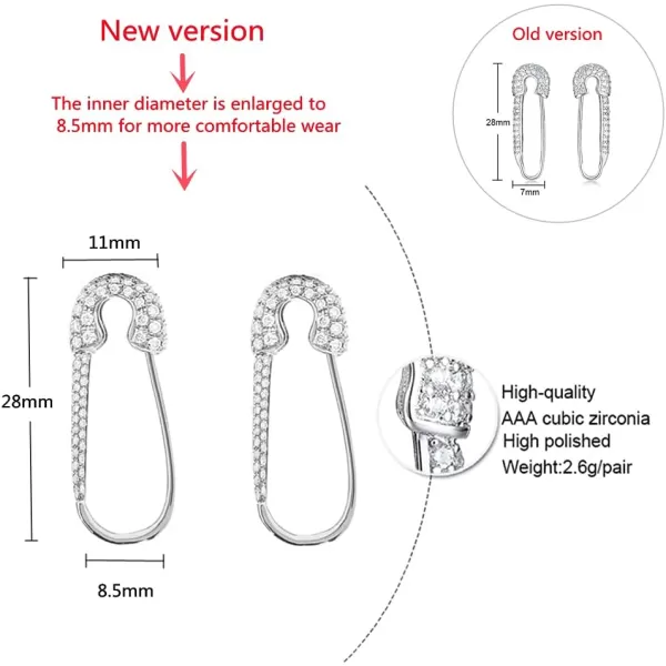 CZ Safety Pin Cartilage Sterling Silver Hoop Earrings for Women Girls Dainty Cubic Zirconia Dangle Drop Hypoallergenic Stud Post Pave Crystal Huggie Fashion Hoops Jewelry 20mmCZ Safety Pin Cartilage Sterling Silver Hoop Earrings for Women Girls Dainty Cubic Zirconia Dangle Drop Hypoallergenic Stud Post Pave Crystal Huggie Fashion Hoops Jewelry 20mm