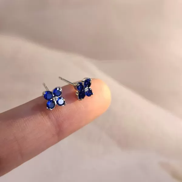 CZ Sapphire Flower Stud Earrings for Women Girls 925 Sterling Silver Post Pin Hypoallergenic Cute Blue Crystal Lucky Clover Leaf Imitation Gemstone Small Cartilage BFF Jewelry Gifts Christmas BirthdayCZ Sapphire Flower Stud Earrings for Women Girls 925 Sterling Silver Post Pin Hypoallergenic Cute Blue Crystal Lucky Clover Leaf Imitation Gemstone Small Cartilage BFF Jewelry Gifts Christmas Birthday