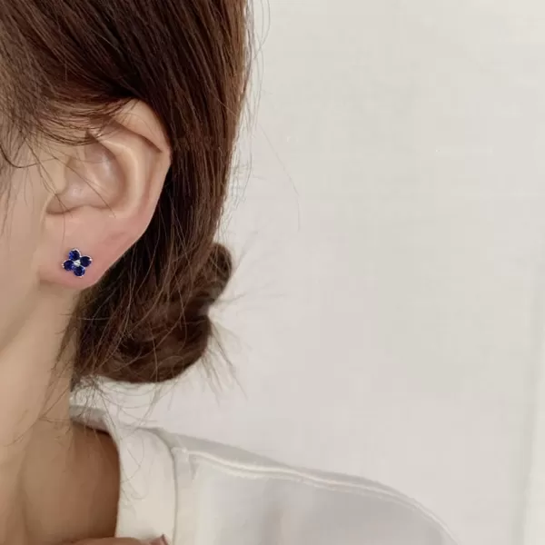 CZ Sapphire Flower Stud Earrings for Women Girls 925 Sterling Silver Post Pin Hypoallergenic Cute Blue Crystal Lucky Clover Leaf Imitation Gemstone Small Cartilage BFF Jewelry Gifts Christmas BirthdayCZ Sapphire Flower Stud Earrings for Women Girls 925 Sterling Silver Post Pin Hypoallergenic Cute Blue Crystal Lucky Clover Leaf Imitation Gemstone Small Cartilage BFF Jewelry Gifts Christmas Birthday