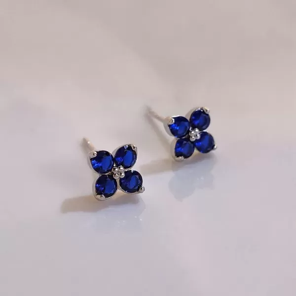 CZ Sapphire Flower Stud Earrings for Women Girls 925 Sterling Silver Post Pin Hypoallergenic Cute Blue Crystal Lucky Clover Leaf Imitation Gemstone Small Cartilage BFF Jewelry Gifts Christmas BirthdayCZ Sapphire Flower Stud Earrings for Women Girls 925 Sterling Silver Post Pin Hypoallergenic Cute Blue Crystal Lucky Clover Leaf Imitation Gemstone Small Cartilage BFF Jewelry Gifts Christmas Birthday