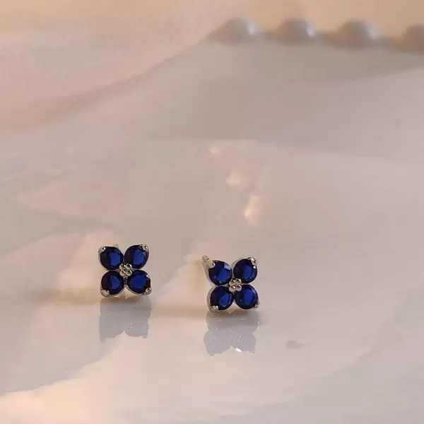 CZ Sapphire Flower Stud Earrings for Women Girls 925 Sterling Silver Post Pin Hypoallergenic Cute Blue Crystal Lucky Clover Leaf Imitation Gemstone Small Cartilage BFF Jewelry Gifts Christmas BirthdayCZ Sapphire Flower Stud Earrings for Women Girls 925 Sterling Silver Post Pin Hypoallergenic Cute Blue Crystal Lucky Clover Leaf Imitation Gemstone Small Cartilage BFF Jewelry Gifts Christmas Birthday