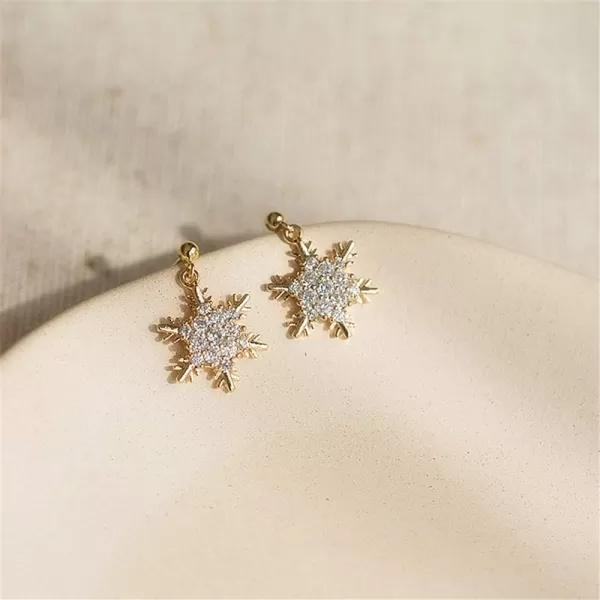CZ Snowflake Dangle Stud Earrings for Women Girls S925 Sterling Silver Cubic Zirconia Pierced Ear 20g Ball Bead Stud Crystal Star Drop Post Pin Earrings Huggie Fashion Wedding Jewelry gold platedCZ Snowflake Dangle Stud Earrings for Women Girls S925 Sterling Silver Cubic Zirconia Pierced Ear 20g Ball Bead Stud Crystal Star Drop Post Pin Earrings Huggie Fashion Wedding Jewelry gold plated