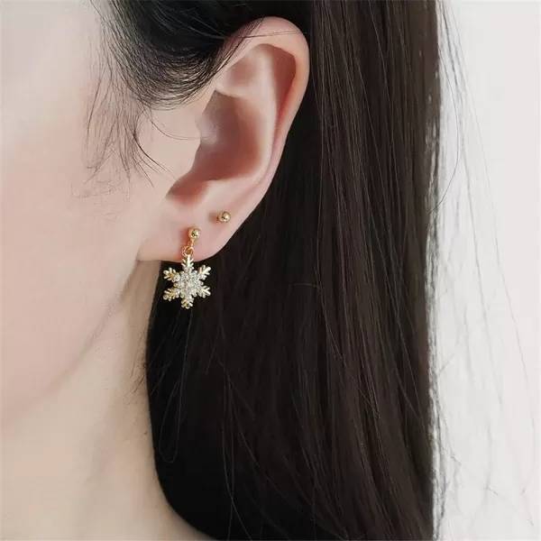 CZ Snowflake Dangle Stud Earrings for Women Girls S925 Sterling Silver Cubic Zirconia Pierced Ear 20g Ball Bead Stud Crystal Star Drop Post Pin Earrings Huggie Fashion Wedding Jewelry gold platedCZ Snowflake Dangle Stud Earrings for Women Girls S925 Sterling Silver Cubic Zirconia Pierced Ear 20g Ball Bead Stud Crystal Star Drop Post Pin Earrings Huggie Fashion Wedding Jewelry gold plated
