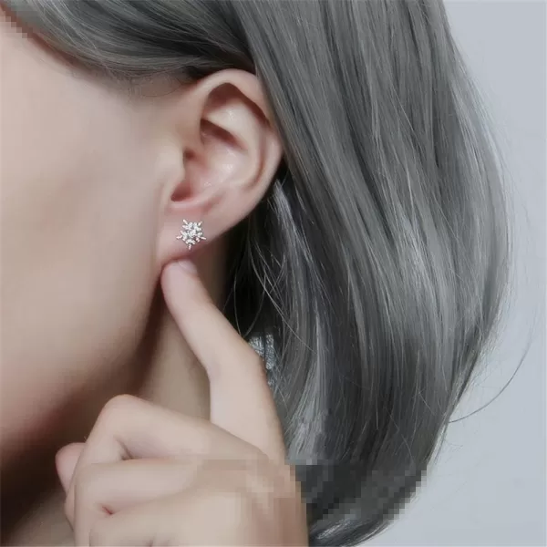 CZ Snowflake Stud Earrings for Women Girls S925 Sterling Silver Clear Cubic Zirconia Winter Flower Cartilage Traugs Post Pin Earring Hypoallergenic Pierced Ear Fashion Elegant Jewelry Christmas GiftsCZ Snowflake Stud Earrings for Women Girls S925 Sterling Silver Clear Cubic Zirconia Winter Flower Cartilage Traugs Post Pin Earring Hypoallergenic Pierced Ear Fashion Elegant Jewelry Christmas Gifts
