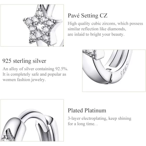 CZ Star Cubic Zirconia Cartilage Small Hoop Earrings for Women Girls 925 Sterling Silver Tiny Cute Hollow Diamond Hinged Huggie Sleeper Hoops Hypoallergenic for Sensitive Ear Dainty Jewelry Gift 9mmCZ Star Cubic Zirconia Cartilage Small Hoop Earrings for Women Girls 925 Sterling Silver Tiny Cute Hollow Diamond Hinged Huggie Sleeper Hoops Hypoallergenic for Sensitive Ear Dainty Jewelry Gift 9mm