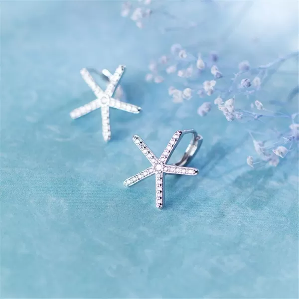 CZ Starfish Dangle Hoop Earrings for Women Teen Girls S925 Sterling Silver Huggie Small Crystal Diamond Star Starfish leverback Cutt Studs Clip on Cartilage Earrings Hypoallergenic Wedding BeachCZ Starfish Dangle Hoop Earrings for Women Teen Girls S925 Sterling Silver Huggie Small Crystal Diamond Star Starfish leverback Cutt Studs Clip on Cartilage Earrings Hypoallergenic Wedding Beach