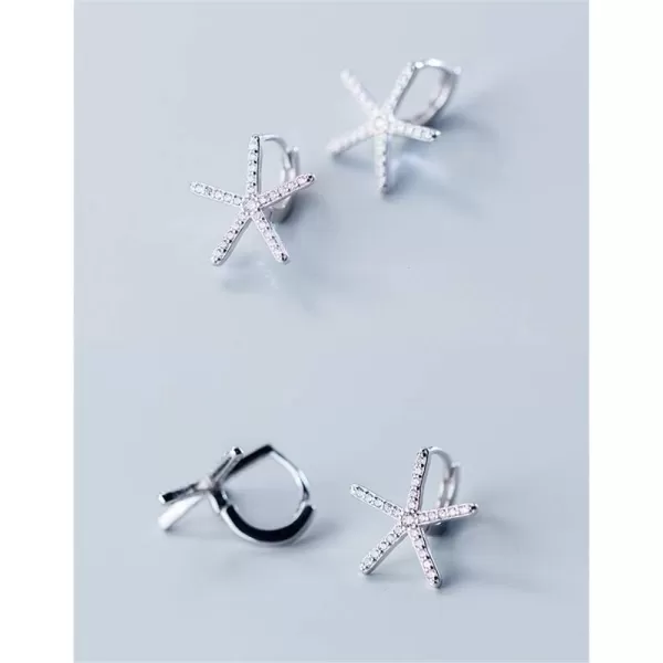 CZ Starfish Dangle Hoop Earrings for Women Teen Girls S925 Sterling Silver Huggie Small Crystal Diamond Star Starfish leverback Cutt Studs Clip on Cartilage Earrings Hypoallergenic Wedding BeachCZ Starfish Dangle Hoop Earrings for Women Teen Girls S925 Sterling Silver Huggie Small Crystal Diamond Star Starfish leverback Cutt Studs Clip on Cartilage Earrings Hypoallergenic Wedding Beach