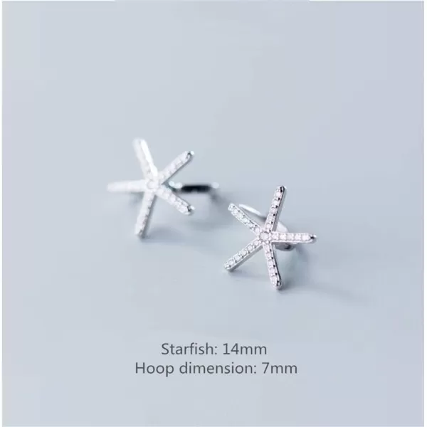 CZ Starfish Dangle Hoop Earrings for Women Teen Girls S925 Sterling Silver Huggie Small Crystal Diamond Star Starfish leverback Cutt Studs Clip on Cartilage Earrings Hypoallergenic Wedding BeachCZ Starfish Dangle Hoop Earrings for Women Teen Girls S925 Sterling Silver Huggie Small Crystal Diamond Star Starfish leverback Cutt Studs Clip on Cartilage Earrings Hypoallergenic Wedding Beach