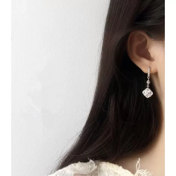 CZ Vintage Dangle Hoop Earrings for Women Girls S925 Sterling Silver with Charms White Gold Plated Pave Cubic Zirconia Leverback Filigree Flower Dangling Stud Wedding Retro Bridal Prom Antique JewelryCZ Vintage Dangle Hoop Earrings for Women Girls S925 Sterling Silver with Charms White Gold Plated Pave Cubic Zirconia Leverback Filigree Flower Dangling Stud Wedding Retro Bridal Prom Antique Jewelry