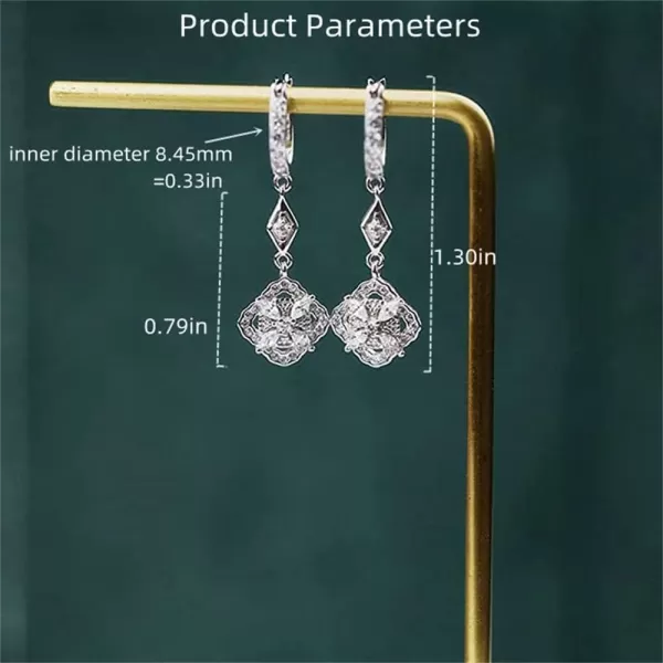 CZ Vintage Dangle Hoop Earrings for Women Girls S925 Sterling Silver with Charms White Gold Plated Pave Cubic Zirconia Leverback Filigree Flower Dangling Stud Wedding Retro Bridal Prom Antique JewelryCZ Vintage Dangle Hoop Earrings for Women Girls S925 Sterling Silver with Charms White Gold Plated Pave Cubic Zirconia Leverback Filigree Flower Dangling Stud Wedding Retro Bridal Prom Antique Jewelry