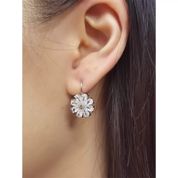 CZ Wedding Daisy Flower Earrings for Women Girls Silver Plated Cubic Zirconia Cute Sunflower Small Hoop Lever Back Huggie Hoops Earring Nickel Free Birthday Party Vacation Jewelry Gift ClearCZ Wedding Daisy Flower Earrings for Women Girls Silver Plated Cubic Zirconia Cute Sunflower Small Hoop Lever Back Huggie Hoops Earring Nickel Free Birthday Party Vacation Jewelry Gift Clear