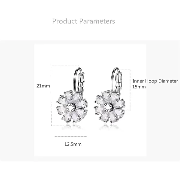 CZ Wedding Daisy Flower Earrings for Women Girls Silver Plated Cubic Zirconia Cute Sunflower Small Hoop Lever Back Huggie Hoops Earring Nickel Free Birthday Party Vacation Jewelry Gift ClearCZ Wedding Daisy Flower Earrings for Women Girls Silver Plated Cubic Zirconia Cute Sunflower Small Hoop Lever Back Huggie Hoops Earring Nickel Free Birthday Party Vacation Jewelry Gift Clear