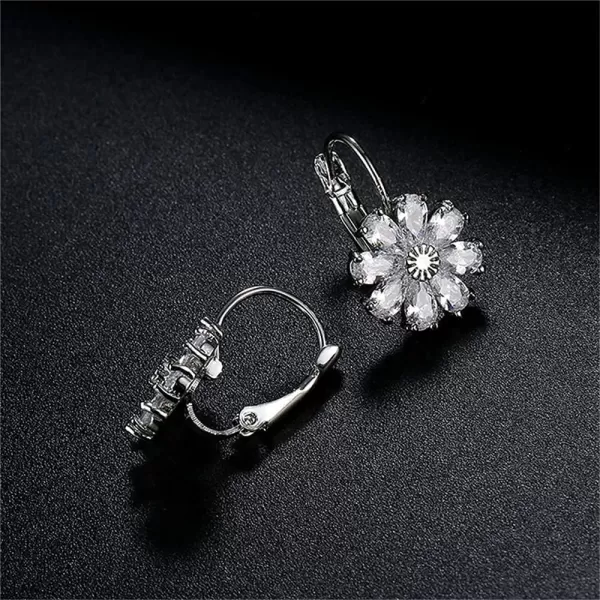 CZ Wedding Daisy Flower Earrings for Women Girls Silver Plated Cubic Zirconia Cute Sunflower Small Hoop Lever Back Huggie Hoops Earring Nickel Free Birthday Party Vacation Jewelry Gift ClearCZ Wedding Daisy Flower Earrings for Women Girls Silver Plated Cubic Zirconia Cute Sunflower Small Hoop Lever Back Huggie Hoops Earring Nickel Free Birthday Party Vacation Jewelry Gift Clear