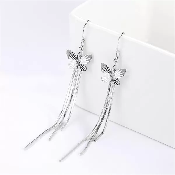 Carved Butterfly Tassel Dangle Hoop Earrings for Women Girls Hypoallergenic White Gold Plated Lightweight Charms Long Snake Chain Drop Dangling Fashion Dainty Jewelry Wedding Birthday AnniversaryCarved Butterfly Tassel Dangle Hoop Earrings for Women Girls Hypoallergenic White Gold Plated Lightweight Charms Long Snake Chain Drop Dangling Fashion Dainty Jewelry Wedding Birthday Anniversary