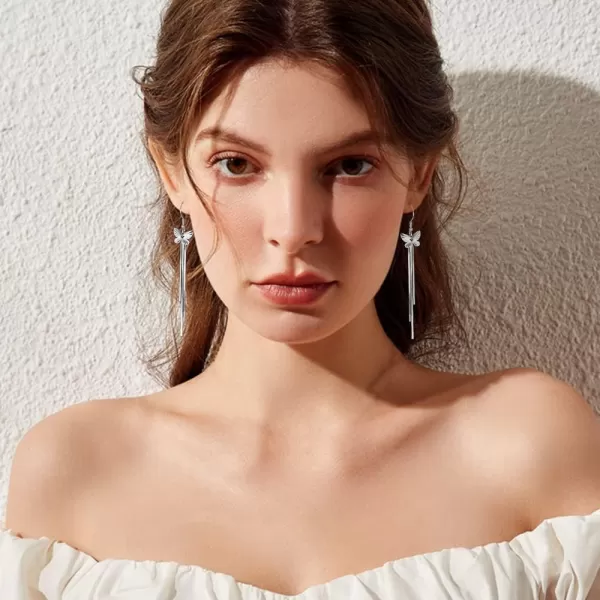 Carved Butterfly Tassel Dangle Hoop Earrings for Women Girls Hypoallergenic White Gold Plated Lightweight Charms Long Snake Chain Drop Dangling Fashion Dainty Jewelry Wedding Birthday AnniversaryCarved Butterfly Tassel Dangle Hoop Earrings for Women Girls Hypoallergenic White Gold Plated Lightweight Charms Long Snake Chain Drop Dangling Fashion Dainty Jewelry Wedding Birthday Anniversary