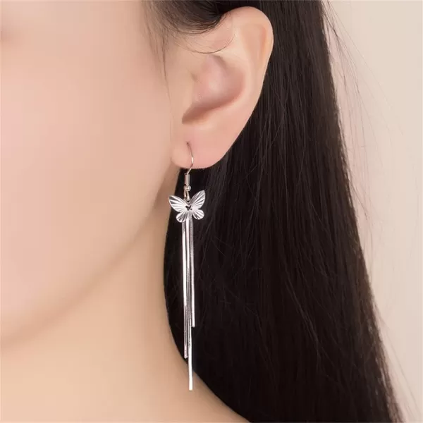 Carved Butterfly Tassel Dangle Hoop Earrings for Women Girls Hypoallergenic White Gold Plated Lightweight Charms Long Snake Chain Drop Dangling Fashion Dainty Jewelry Wedding Birthday AnniversaryCarved Butterfly Tassel Dangle Hoop Earrings for Women Girls Hypoallergenic White Gold Plated Lightweight Charms Long Snake Chain Drop Dangling Fashion Dainty Jewelry Wedding Birthday Anniversary