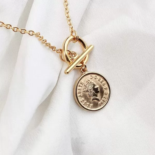 Charm Coin Satinless Steel Necklace for Women Girls 18K Gold Plated Toggle Medallion Chain Queen Goddess Pendant Necklaces Dainty Worship Keepsake Jewelry Valentine Mother Day Gift for HerCharm Coin Satinless Steel Necklace for Women Girls 18K Gold Plated Toggle Medallion Chain Queen Goddess Pendant Necklaces Dainty Worship Keepsake Jewelry Valentine Mother Day Gift for Her