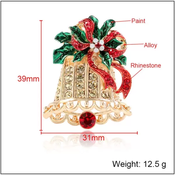 Christmas Chime Bell Gold Tone Rhinestone Brooches for Women Girls Fashion Colorful CZ Flower Bowknot Leaf Jingle Santa Brooch Pins Neck Bow Tie Necktie Dress Accessories Xmas Jewelry CrystalChristmas Chime Bell Gold Tone Rhinestone Brooches for Women Girls Fashion Colorful CZ Flower Bowknot Leaf Jingle Santa Brooch Pins Neck Bow Tie Necktie Dress Accessories Xmas Jewelry Crystal