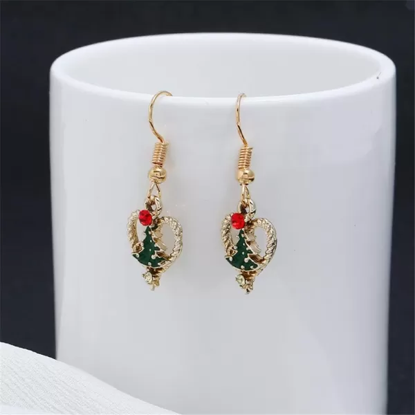 Christmas Jewelry Set Gifts for Womens Girls Teens Gold Plated Tiny Small Cute Dainty CZ Drop Dangle Hook Earrings Crystal Pendant Choker Necklace Thanksgiving Christmas PresentsLove Heart Tree