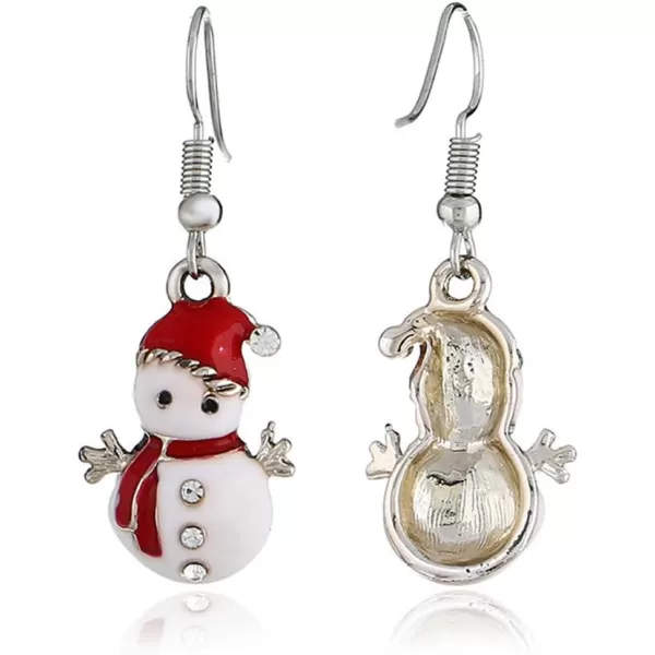 Christmas Jewelry Set Gifts for Womens Girls Teens Gold Plated Tiny Small Cute Dainty CZ Drop Dangle Hook Earrings Crystal Pendant Choker Necklace Thanksgiving Christmas PresentsSnowman