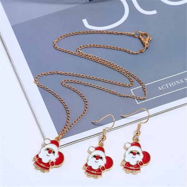 Christmas Jewelry Set Gifts for Womens Girls Teens Gold Plated Tiny Small Cute Dainty CZ Drop Dangle Hook Earrings Crystal Pendant Choker Necklace Thanksgiving Christmas PresentsSanta Claus