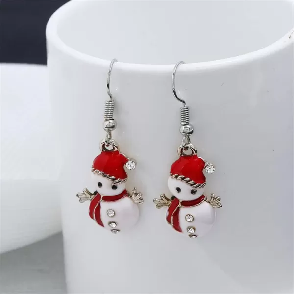 Christmas Jewelry Set Gifts for Womens Girls Teens Gold Plated Tiny Small Cute Dainty CZ Drop Dangle Hook Earrings Crystal Pendant Choker Necklace Thanksgiving Christmas PresentsSnowman