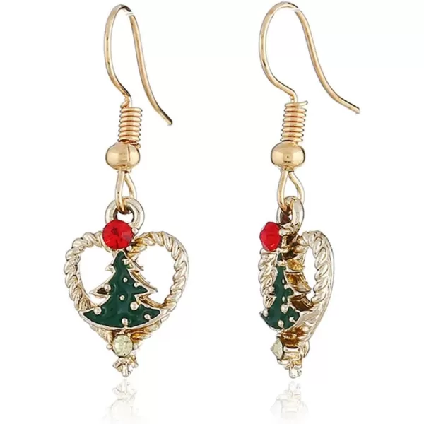 Christmas Jewelry Set Gifts for Womens Girls Teens Gold Plated Tiny Small Cute Dainty CZ Drop Dangle Hook Earrings Crystal Pendant Choker Necklace Thanksgiving Christmas PresentsLove Heart Tree
