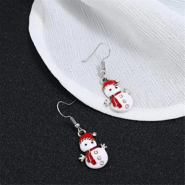 Christmas Jewelry Set Gifts for Womens Girls Teens Gold Plated Tiny Small Cute Dainty CZ Drop Dangle Hook Earrings Crystal Pendant Choker Necklace Thanksgiving Christmas PresentsSnowman
