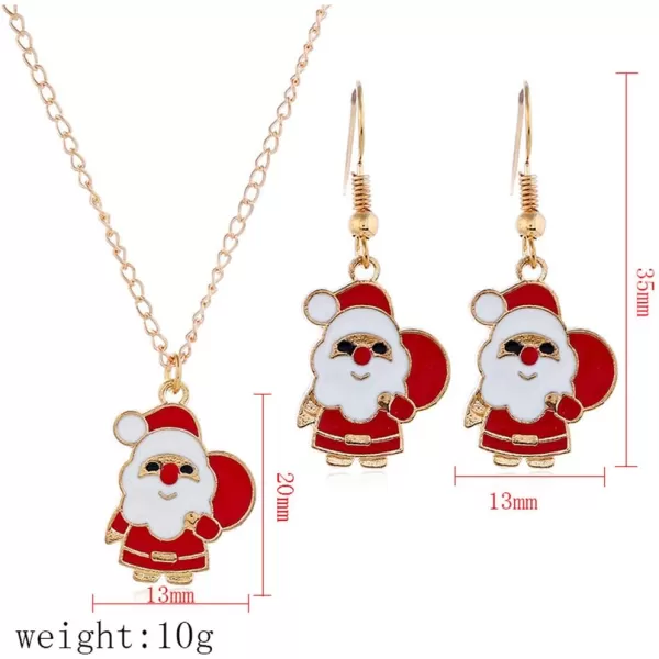 Christmas Jewelry Set Gifts for Womens Girls Teens Gold Plated Tiny Small Cute Dainty CZ Drop Dangle Hook Earrings Crystal Pendant Choker Necklace Thanksgiving Christmas PresentsSanta Claus
