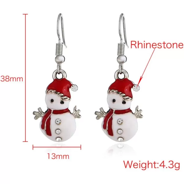 Christmas Jewelry Set Gifts for Womens Girls Teens Gold Plated Tiny Small Cute Dainty CZ Drop Dangle Hook Earrings Crystal Pendant Choker Necklace Thanksgiving Christmas PresentsSnowman