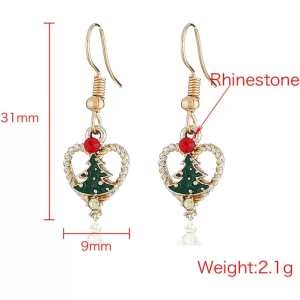 Christmas Jewelry Set Gifts for Womens Girls Teens Gold Plated Tiny Small Cute Dainty CZ Drop Dangle Hook Earrings Crystal Pendant Choker Necklace Thanksgiving Christmas PresentsLove Heart Tree