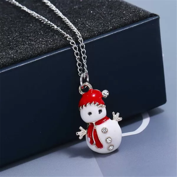 Christmas Jewelry Set Gifts for Womens Girls Teens Gold Plated Tiny Small Cute Dainty CZ Drop Dangle Hook Earrings Crystal Pendant Choker Necklace Thanksgiving Christmas PresentsSnowman