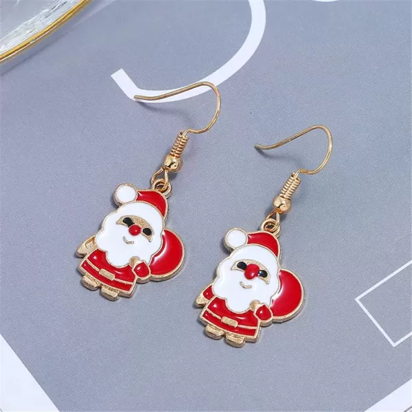 Christmas Jewelry Set Gifts for Womens Girls Teens Gold Plated Tiny Small Cute Dainty CZ Drop Dangle Hook Earrings Crystal Pendant Choker Necklace Thanksgiving Christmas PresentsSanta Claus