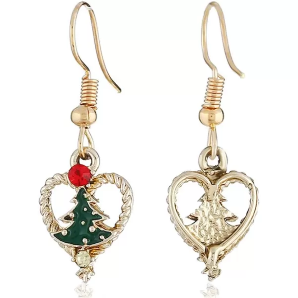 Christmas Jewelry Set Gifts for Womens Girls Teens Gold Plated Tiny Small Cute Dainty CZ Drop Dangle Hook Earrings Crystal Pendant Choker Necklace Thanksgiving Christmas PresentsLove Heart Tree