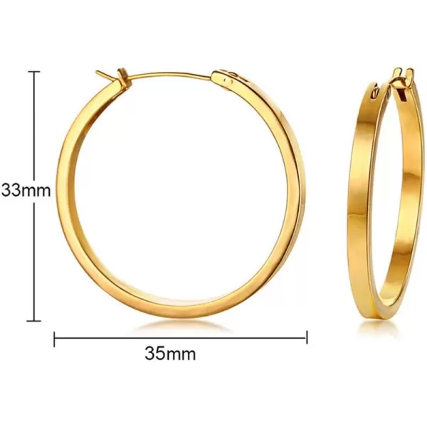 Classic Round Chunky Wide Small Hoop Earrings for Women Girls Stainless Steel 14K Gold Plated Endless Thick Hoops Click Top Pierced Earring Flat Circle Minimalist Jewelry Fashion Gifts 35mm14inchClassic Round Chunky Wide Small Hoop Earrings for Women Girls Stainless Steel 14K Gold Plated Endless Thick Hoops Click Top Pierced Earring Flat Circle Minimalist Jewelry Fashion Gifts 35mm14inch