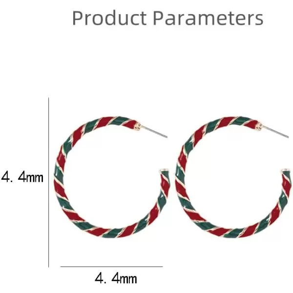 Colorful Candy Hoop Earrings for Women Girls Gold Plated Big Twisted Diagonal Striped Christmas Statement Dangle Drop Huggie Open Hoops Earring Fashion Fun Lightweight Xmas Holiday Festival Ornament Jewelry GiftsRed Green