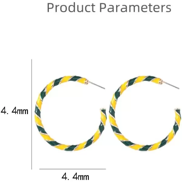Colorful Candy Hoop Earrings for Women Girls Gold Plated Big Twisted Diagonal Striped Christmas Statement Dangle Drop Huggie Open Hoops Earring Fashion Fun Lightweight Xmas Holiday Festival Ornament Jewelry GiftsYellow Green