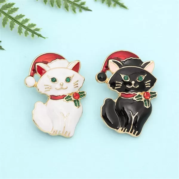 Couple Christmas Cat Brooches for Women Girls Men Fashion Cute Enamel CZ Rhinestone Kitten Animals with Santa Costumes Lapel Pins Dress Accessories Holiday New Year Jewelry Gifts for Lovers 2 PCSCouple Christmas Cat Brooches for Women Girls Men Fashion Cute Enamel CZ Rhinestone Kitten Animals with Santa Costumes Lapel Pins Dress Accessories Holiday New Year Jewelry Gifts for Lovers 2 PCS