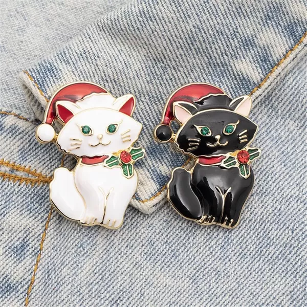 Couple Christmas Cat Brooches for Women Girls Men Fashion Cute Enamel CZ Rhinestone Kitten Animals with Santa Costumes Lapel Pins Dress Accessories Holiday New Year Jewelry Gifts for Lovers 2 PCSCouple Christmas Cat Brooches for Women Girls Men Fashion Cute Enamel CZ Rhinestone Kitten Animals with Santa Costumes Lapel Pins Dress Accessories Holiday New Year Jewelry Gifts for Lovers 2 PCS